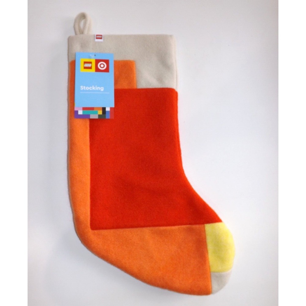 Lego Christmas Stocking Color Block Felt Orange red 20" Collection x Target NEW